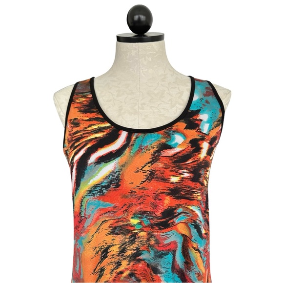 Kate & Mallory Orange & Black Tank Dress Multicolor Abstract Pattern Size XS - Picture 2 of 11